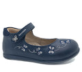 TenTen Girls Leather Navy Balerina with Butterfly Embroidery - TenTen Canada