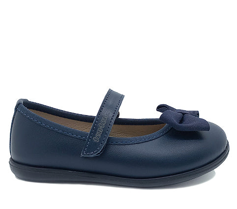 Baby Girl Leather Navy blue shoe with a bow