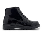 Black Shiny baby girl leather high-top boots dr martin