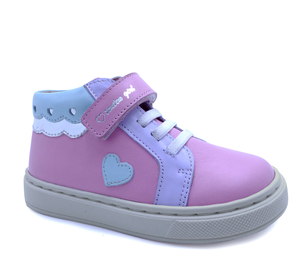 Baby Girl Orthoflex Leather First Step Shoes with Heart Detail
