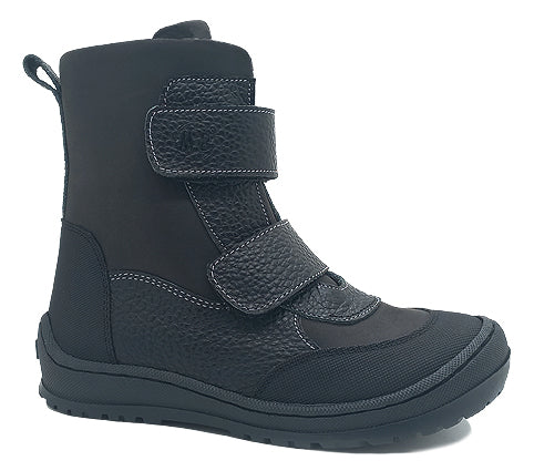 Bottes d'hiver en cuir noir pour garçons