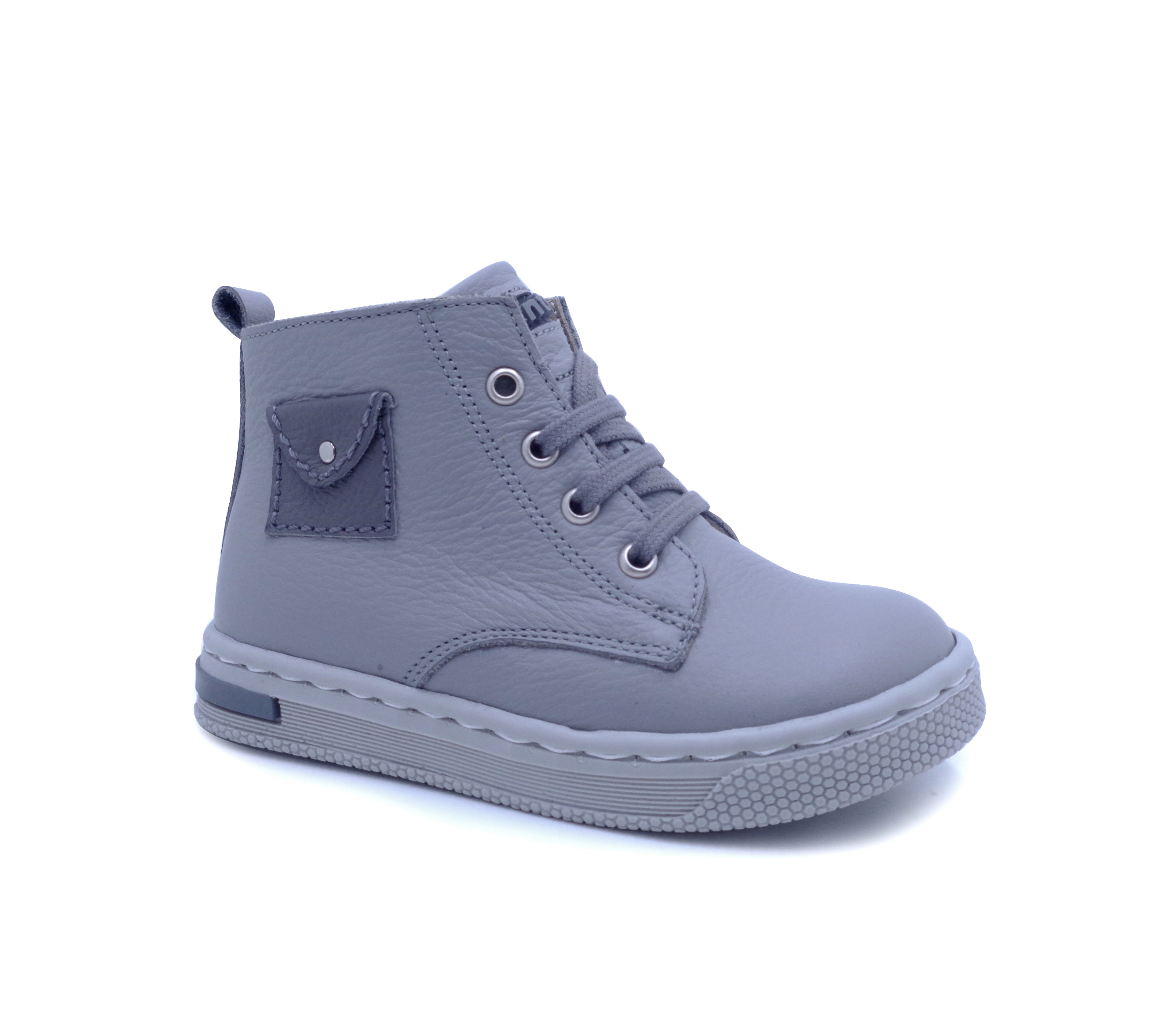 Bottes mi-montantes en cuir à lacets avec fermeture éclair pour garçon