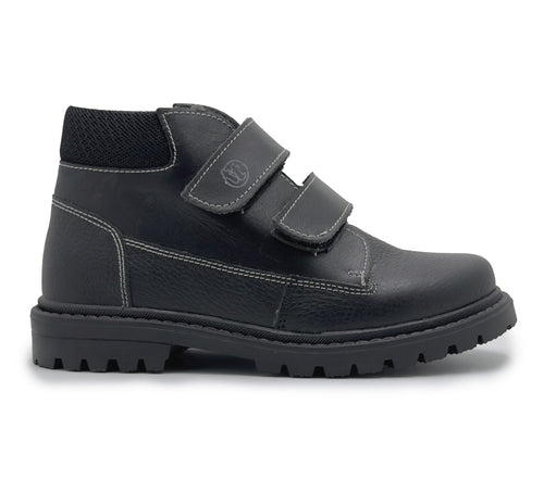 Bottes classiques mi-montantes en cuir pour garçons avec double Velcro