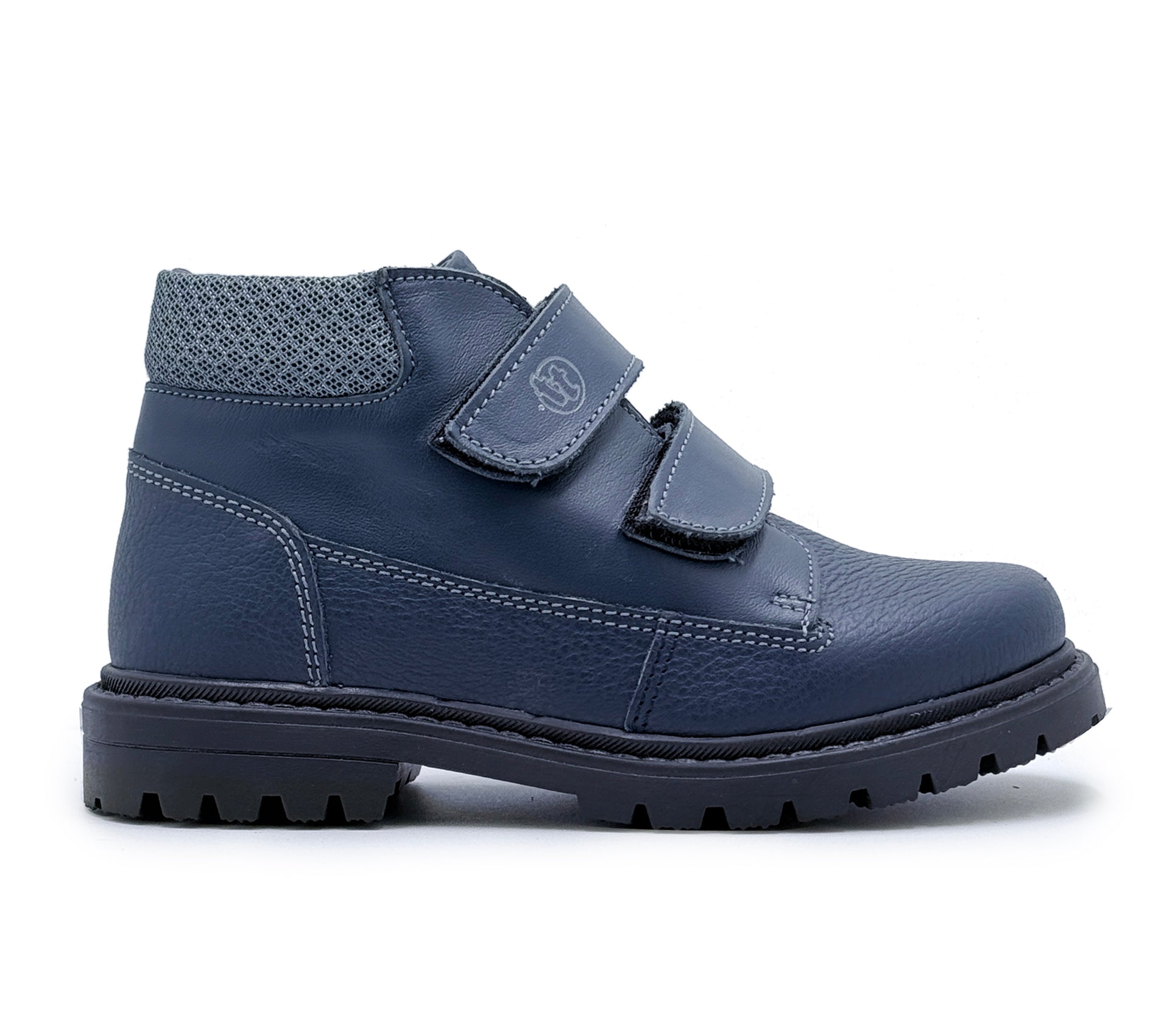 Bottes classiques mi-montantes en cuir pour garçons avec double Velcro