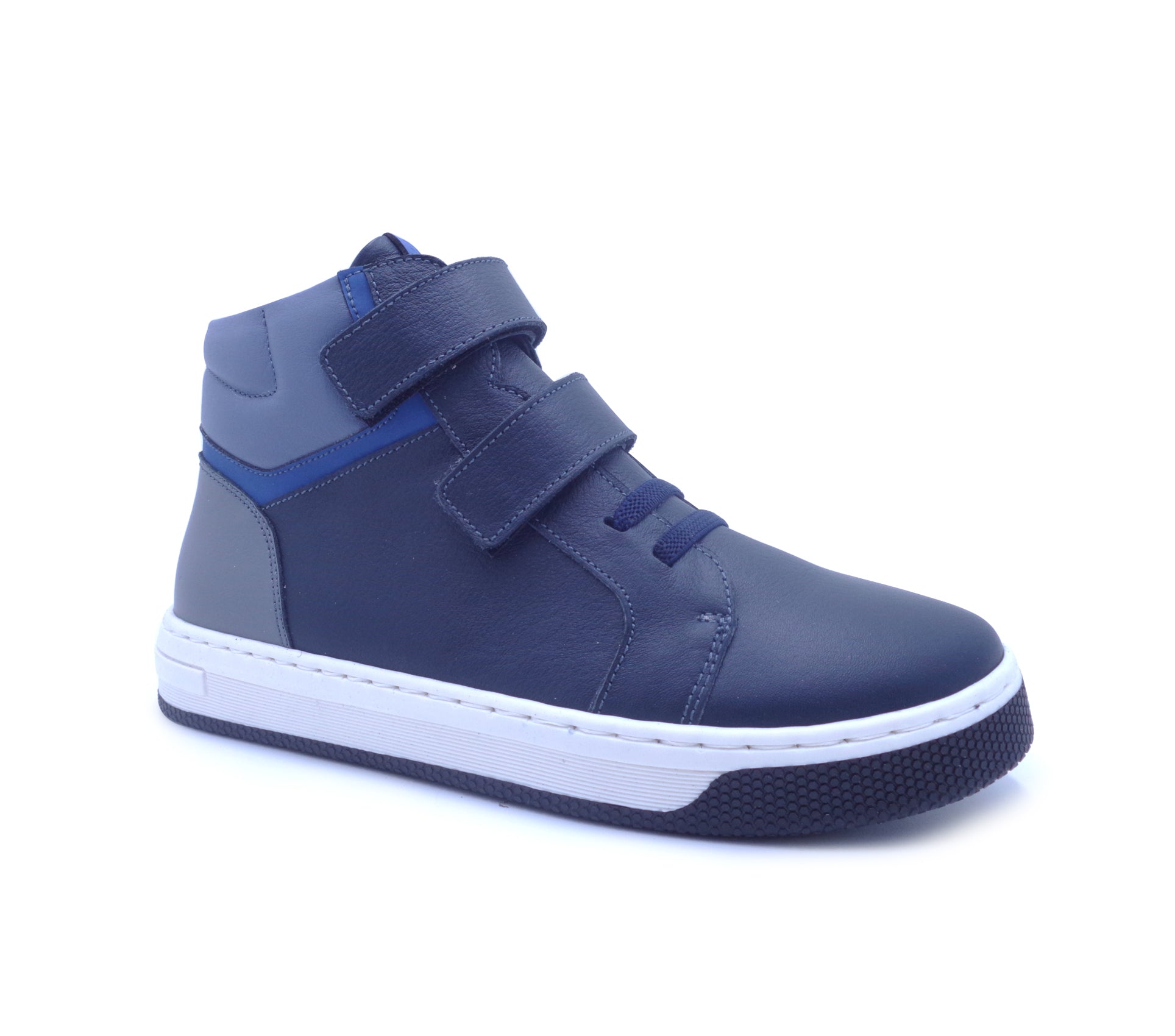 Baskets montantes en cuir TenTen pour garçons avec double velcro