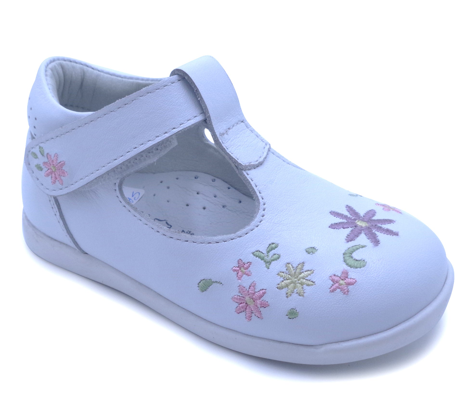 Sandale mi-montante bébé fille à fleurs blanches - printemps-été