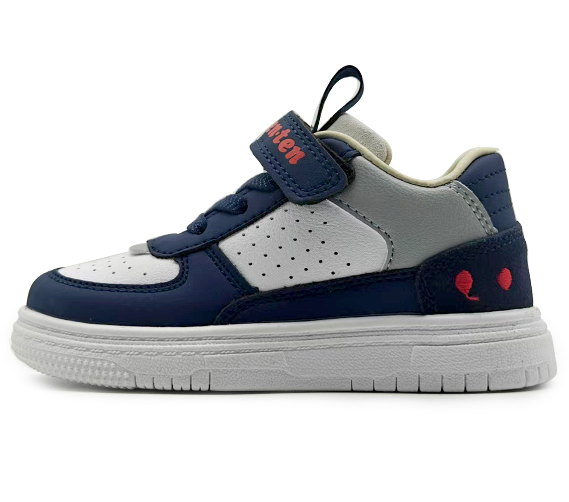 Children's sneaker with navy and gray