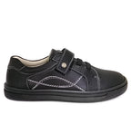 Chaussures décontractées pour garçons en cuir noir à scratch