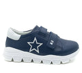 Baskets en cuir étoilé bleu marine pour filles avec double bride
