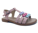 Sandales en cuir Ten Ten pour filles avec support de voûte plantaire – Nœud coloré