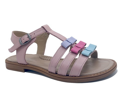 Sandales en cuir Ten Ten pour filles avec support de voûte plantaire – Nœud coloré