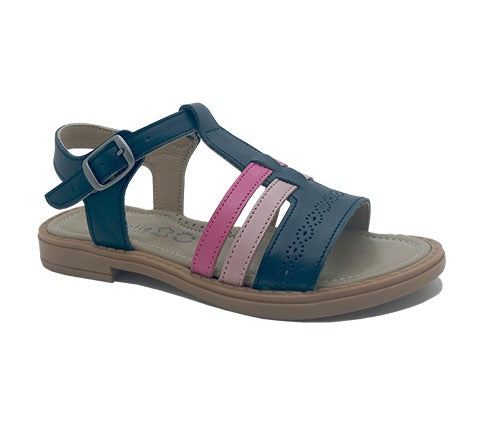 Ten Ten Girls’ Comfort Sandals – Navy & Pink Straps