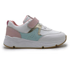 Ten Ten Girls’ Handmade Leather Sneakers with OrthoFlex Insole – White Pink & Gold